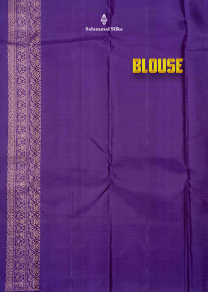 Kanjivaram Pista Green Pure Silk Saree With Violet Blouse