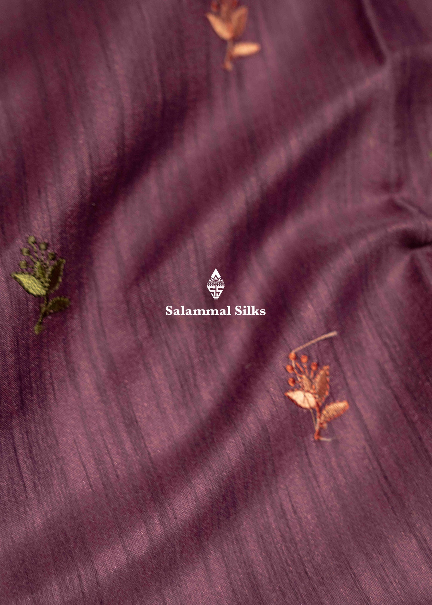 Violet Colour Semi Tussar Saree With Embroidery Work
