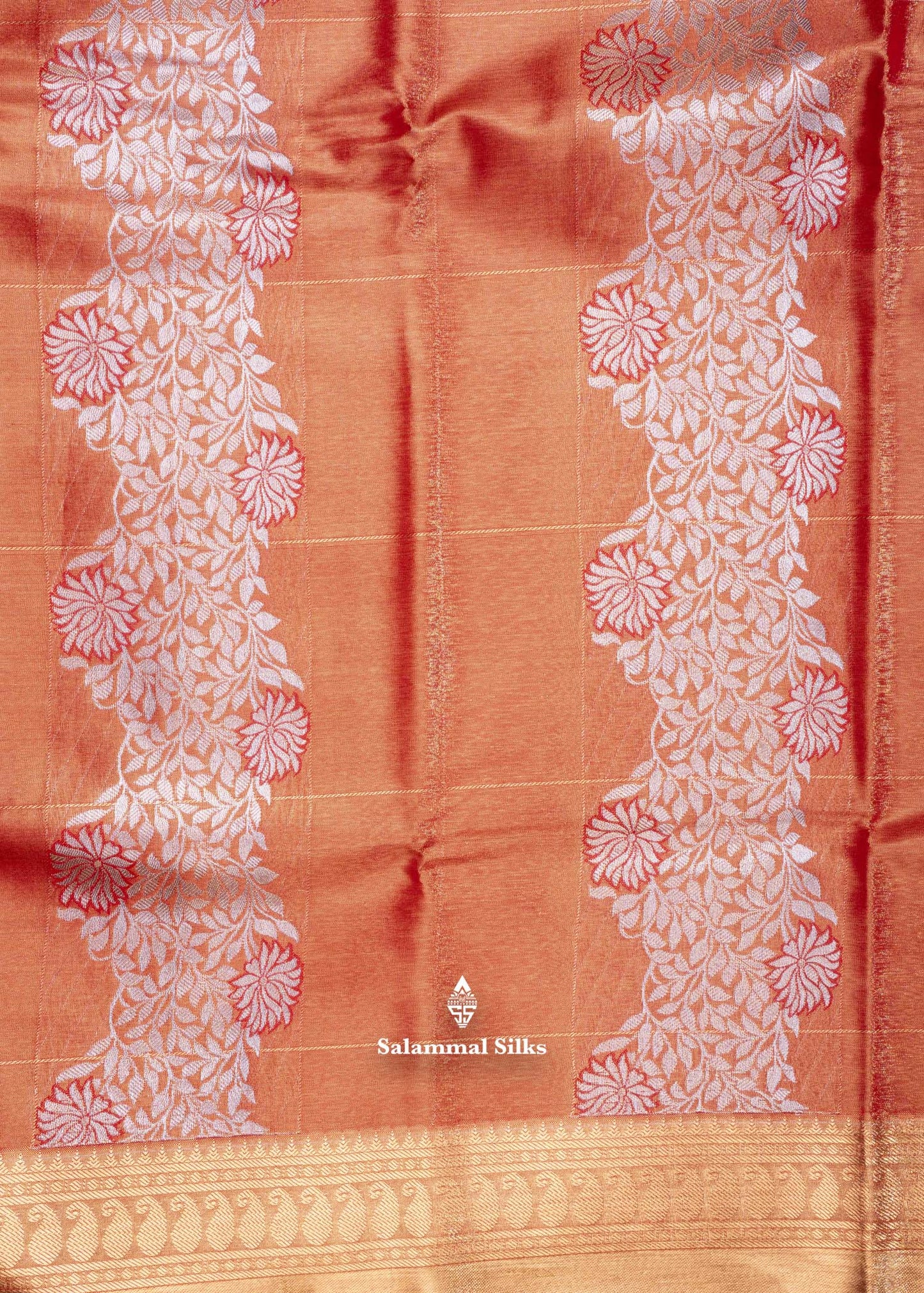 Orange Colour Fancy Semi Silk Saree With Gold Zari Border