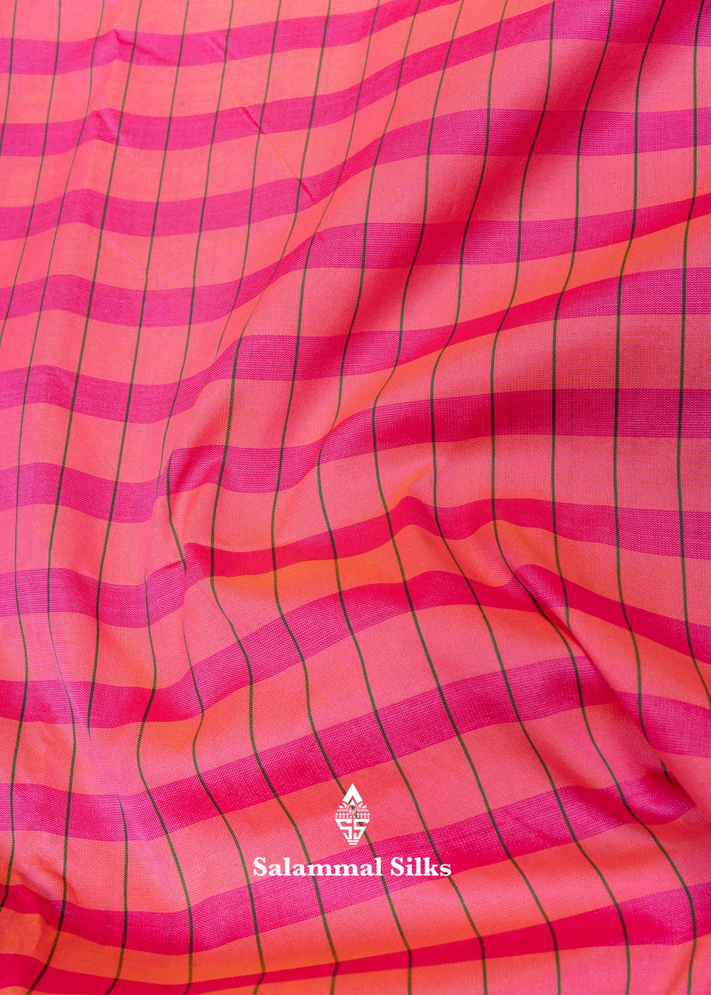 9 Yards Semi Silk Saree Pink & Dark Peach Colour with Bottle Green Double Border