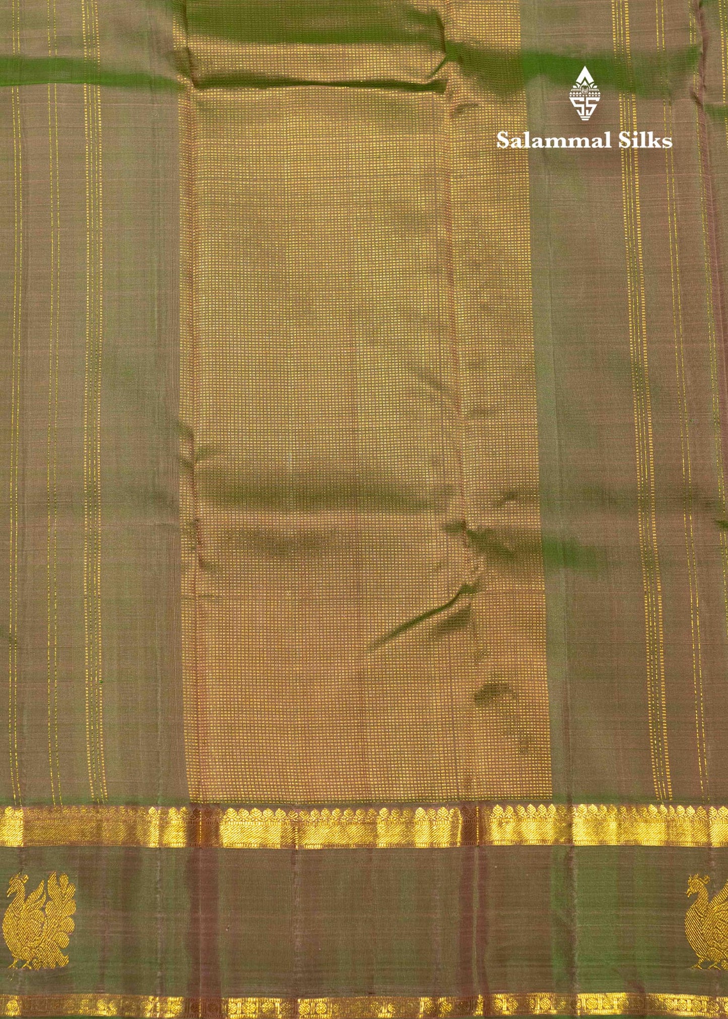 Onion Pink Kanjivaram Pure Silk Saree With Traditional Olive Green Border