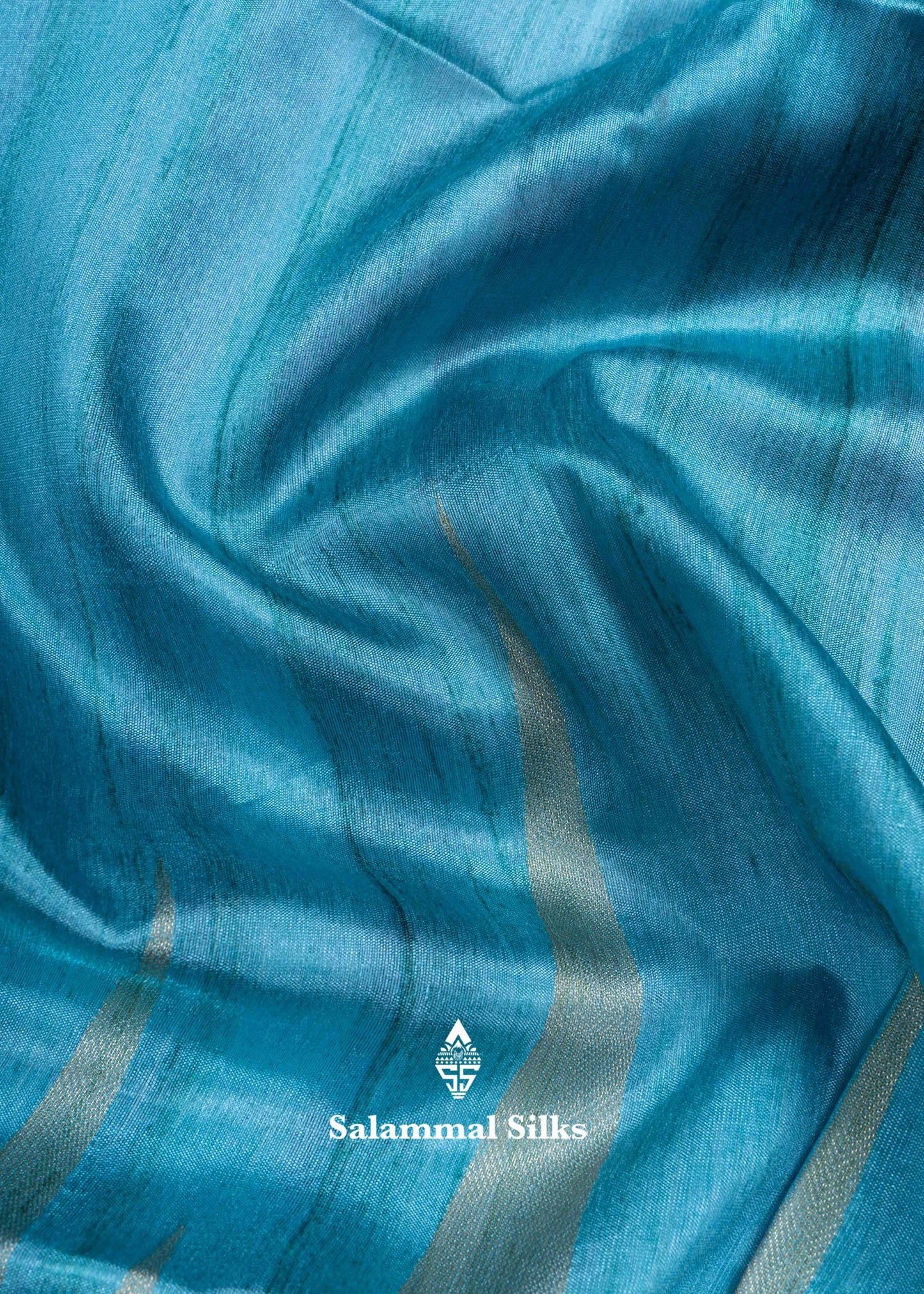 Navy Blue Semi Tussar Fancy Saree With Traditional Ganga & Jamuna Border