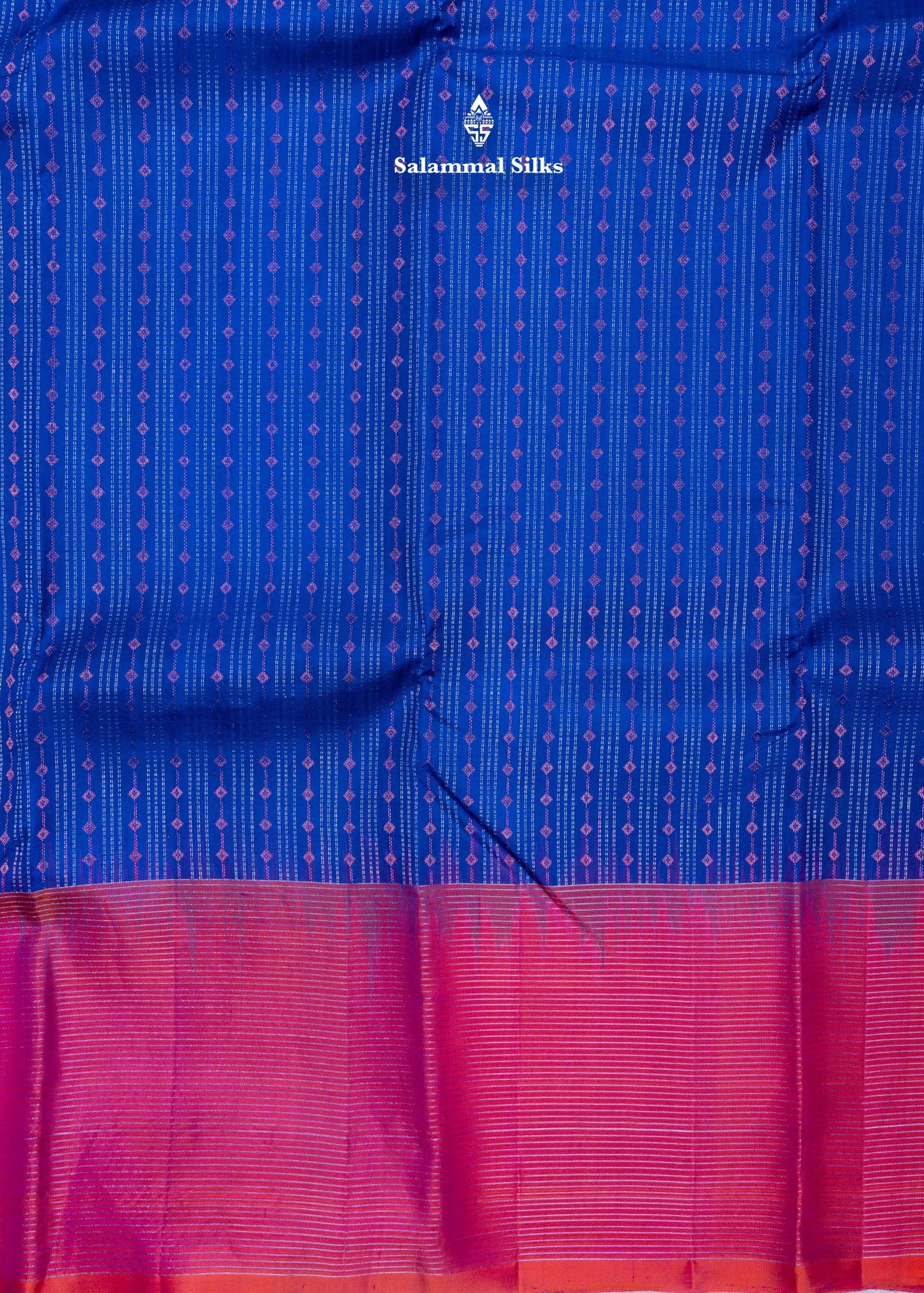 Kanjivaram Ink Blue Pure Silk Saree With Pinkish Orange Blouse