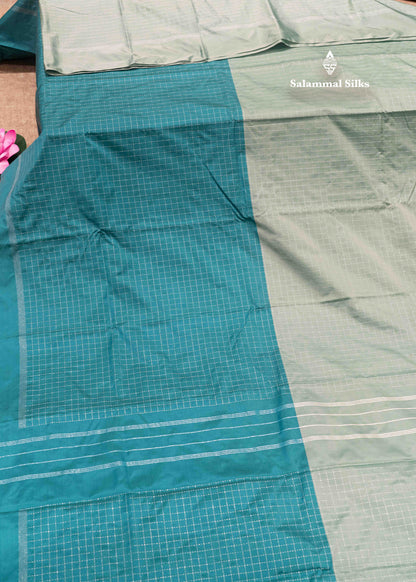 Light Green & Peacock Green Colour Half And Half Semi Silk Saree With Blouse