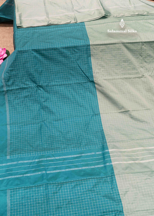 Light Green & Peacock Green Colour Half And Half Semi Silk Saree With Blouse