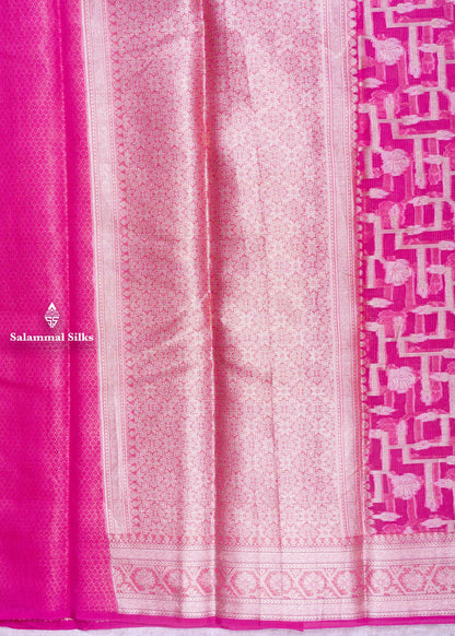 Pink Colour Kota Cotton Saree With Grand Blouse