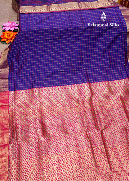 9 Yards Semi Silk Saree Maroon & Brown Colour with Green Border