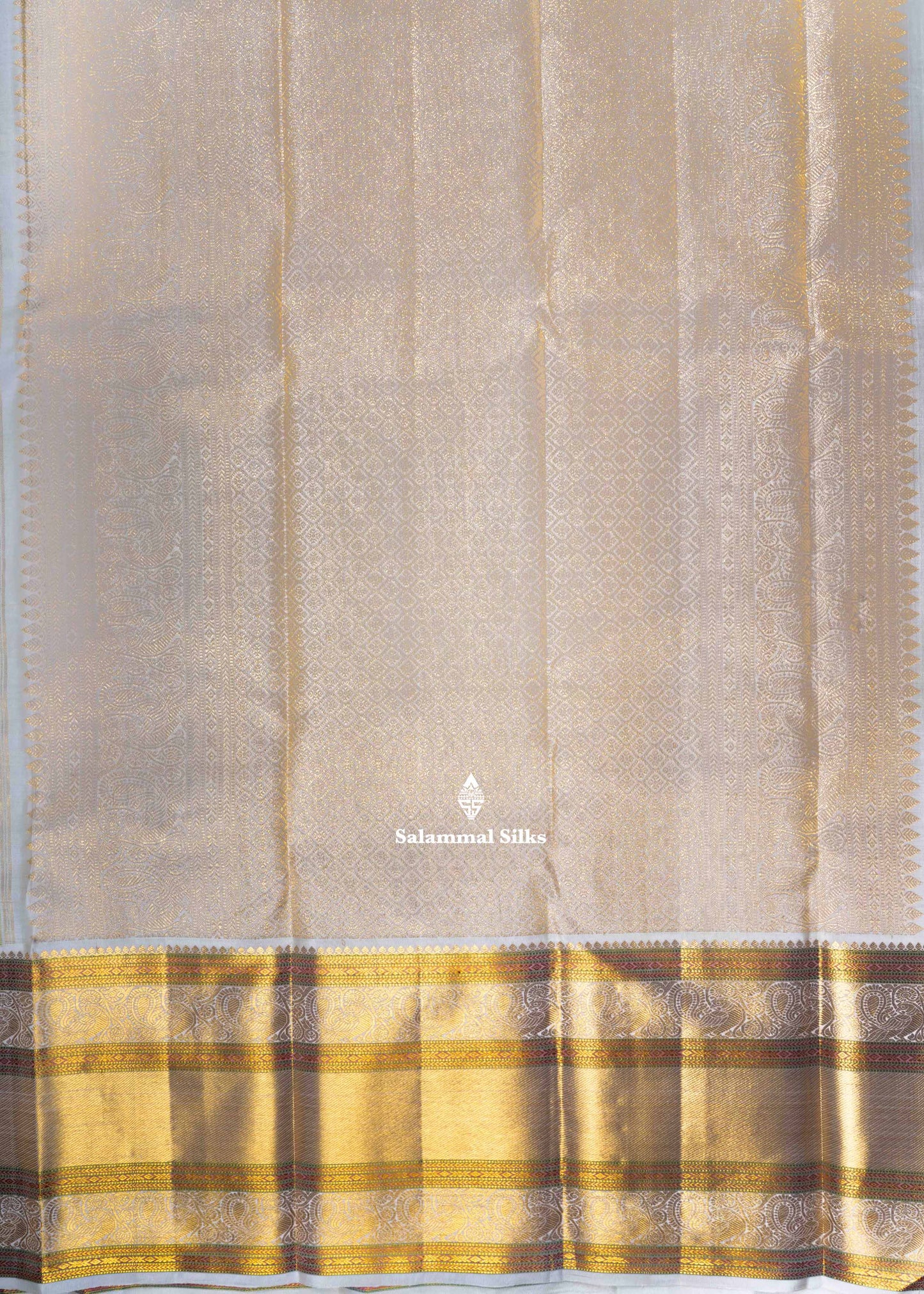 Kanjivaram Manthulir Yellow Pure Silk Saree With Half White Border