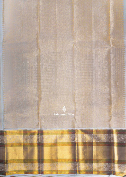 Kanjivaram Manthulir Yellow Pure Silk Saree With Half White Border