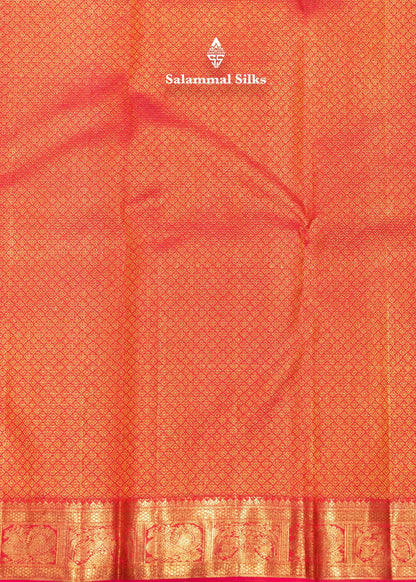 Rani Pink Vairaoosi Design Kanjivaram 2G Zari Pure Silk Saree With Traditional Border