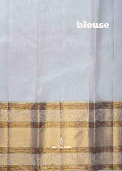 Kanjivaram Manthulir Yellow Pure Silk Saree With Half White Border