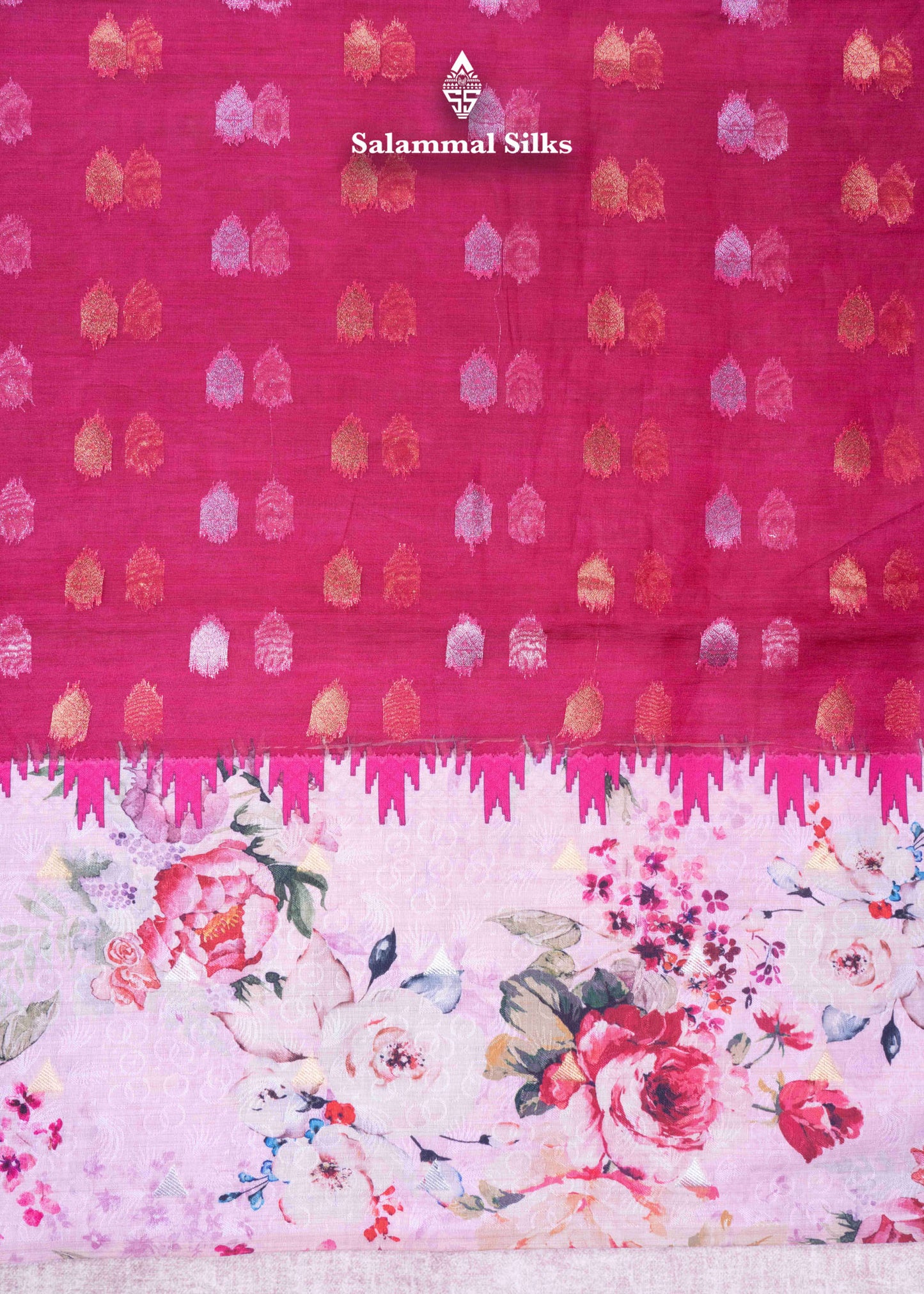 Pink Shade Semi Organza Saree With Floral Border