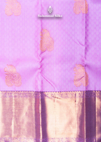 Kanjivaram Light Pink Pure Silk Saree With Nany Blue Blouse