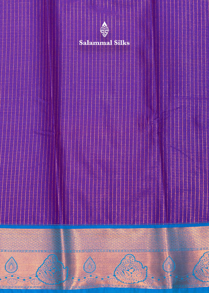 Violet Colour Small Checks Semi Silk Saree With Blue Border
