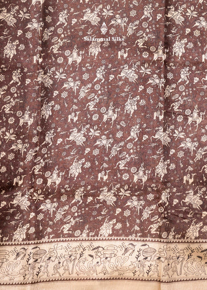 Brown Colour Fancy Semi Tussar Saree With Blouse
