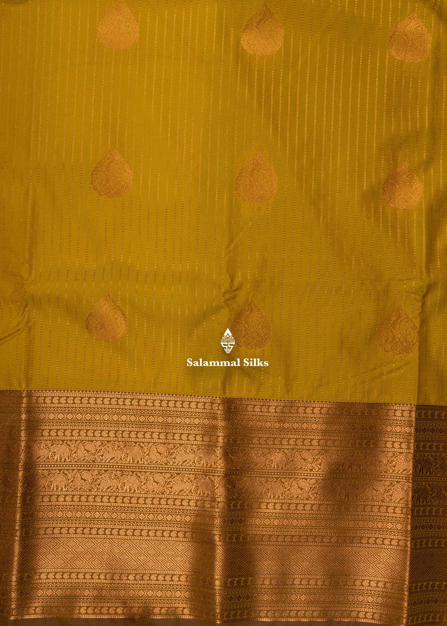 Navy Blue Semi Silk Saree With Copper Zari Traditional Long Size Border