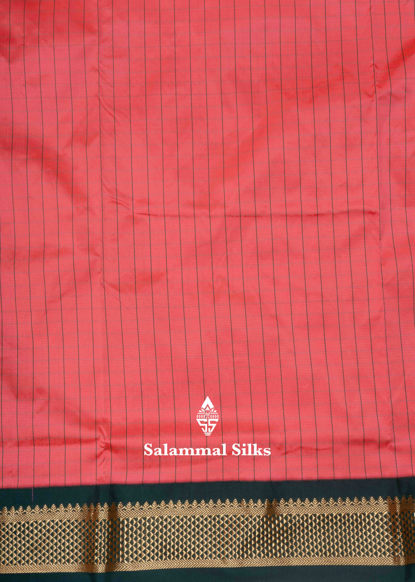 9 Yards Semi Silk Saree Peach Pink Colour with Bottle Green Border