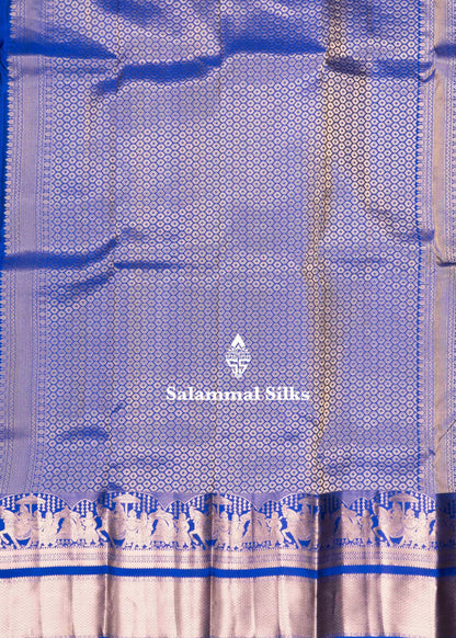 Ink Blue Pure Kanjivaram Silk Saree with Pallakku Border and with Blouse