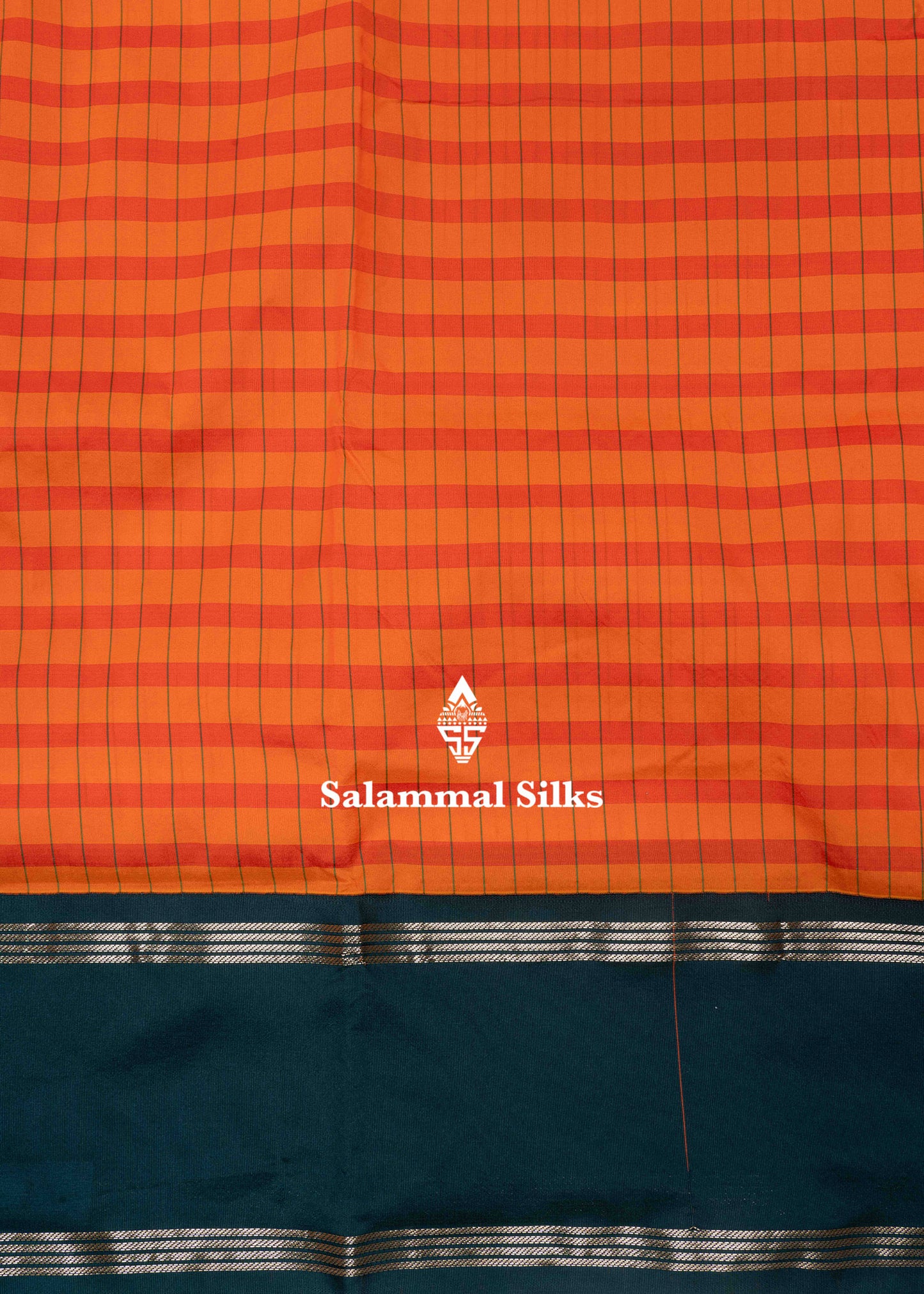 9 Yards Semi Silk Saree Orange & Mango Yellow Colour with Green Double Border