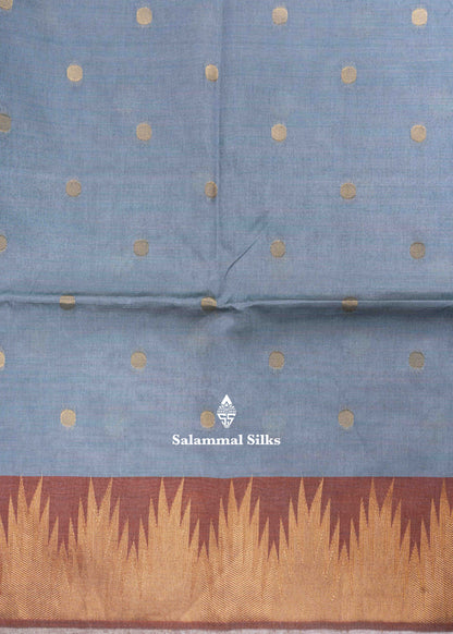 Light Lavender Semi Tussar Fancy Saree With Traditional Temple Border