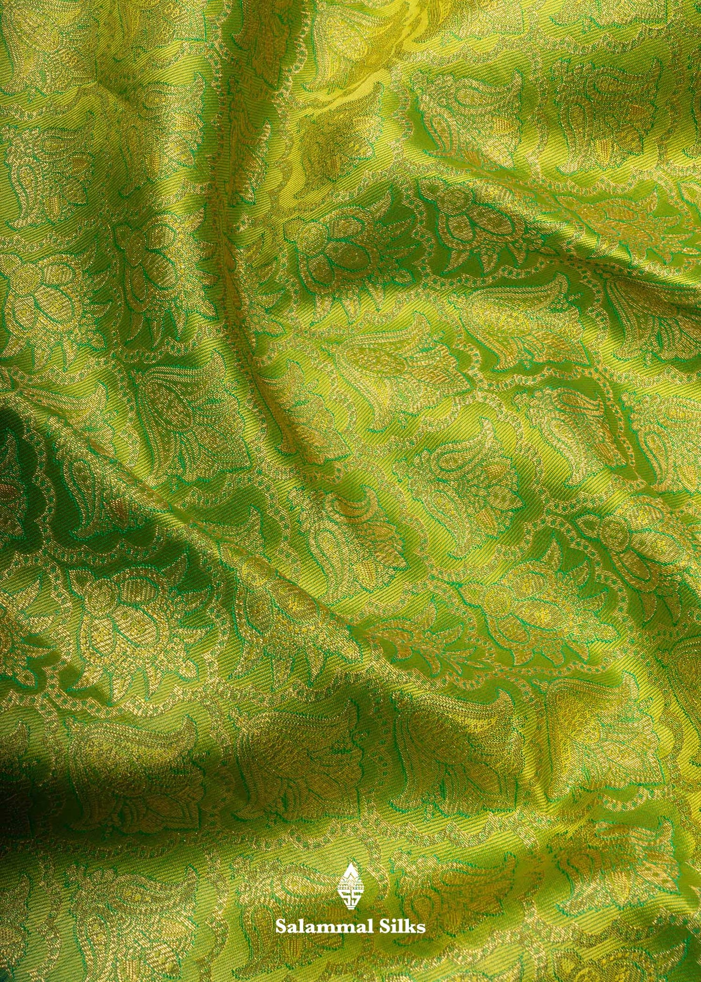 Kanjivaram Parrot Green Silk Saree With Grand Blouse