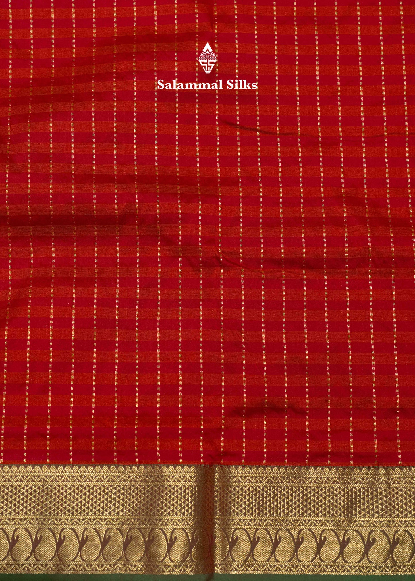 9 Yards Semi Silk Saree Maroon & Brown Colour with Green Border