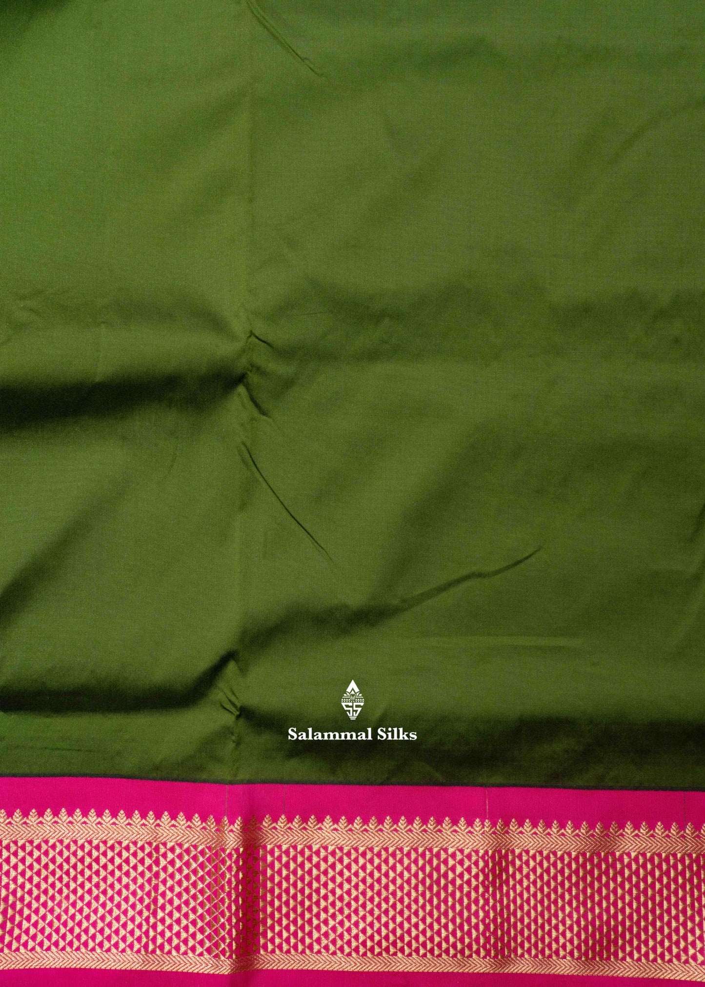 9 Yards Semi Silk Saree Pink Colour with Bottle Green Border