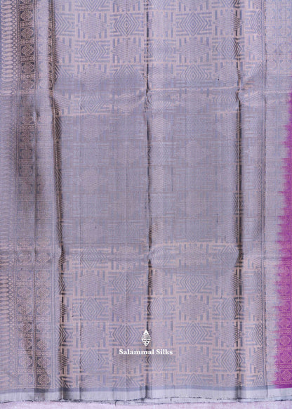 Kanjivaram Violet Colour Pure Silk Saree With One Side Border