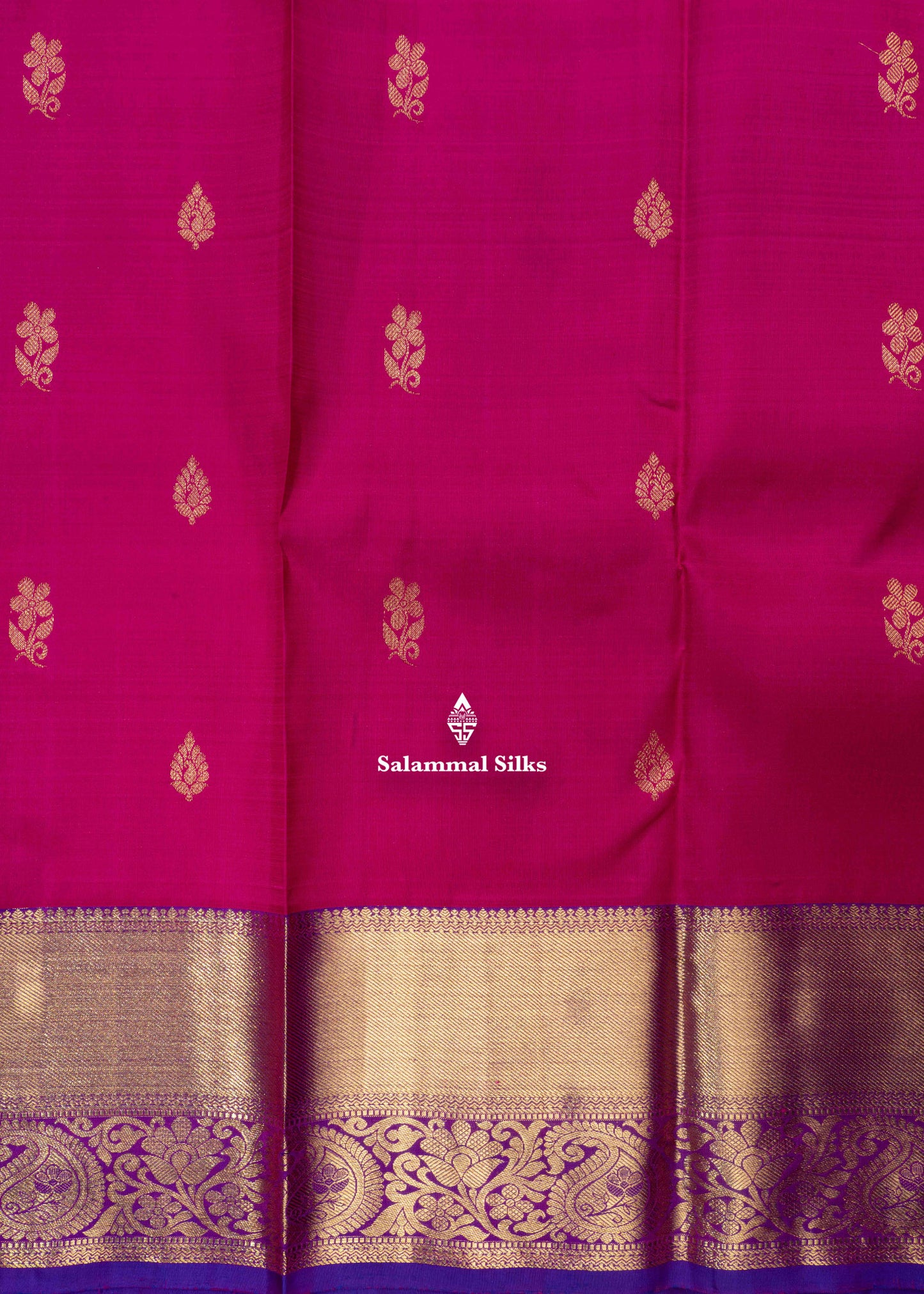 Kanjivaram Pink Colour Pure Silk Saree With Violet Blouse