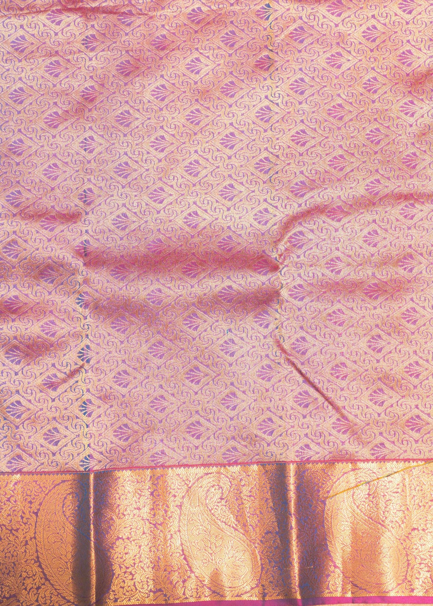 Peacock Blue Pure Kanjivaram Silk Saree With Violet Border
