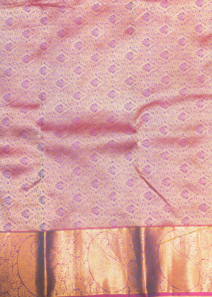 Peacock Blue Pure Kanjivaram Silk Saree With Violet Border