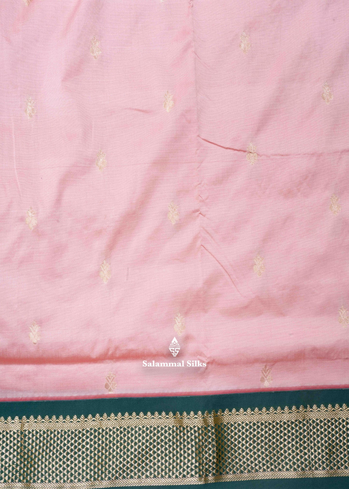 9 Yards Semi Silk Saree Pink Colour with Royal Blue Border