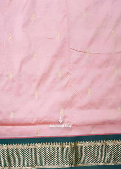9 Yards Semi Silk Saree Pink Colour with Royal Blue Border