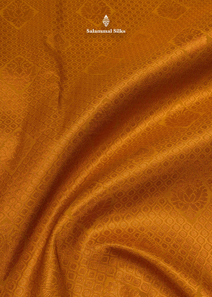 Mustard Yellow Semi Silk Saree With Violet Colour Border