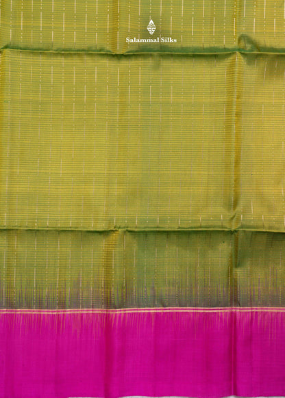 Kanjivaram Green Colour Rain Drop Butta Pure Soft Silk Saree With Pink Blouse