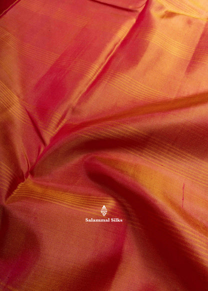 Kanjivaram Pure Silk Saree Peach Orange With Pink Blouse