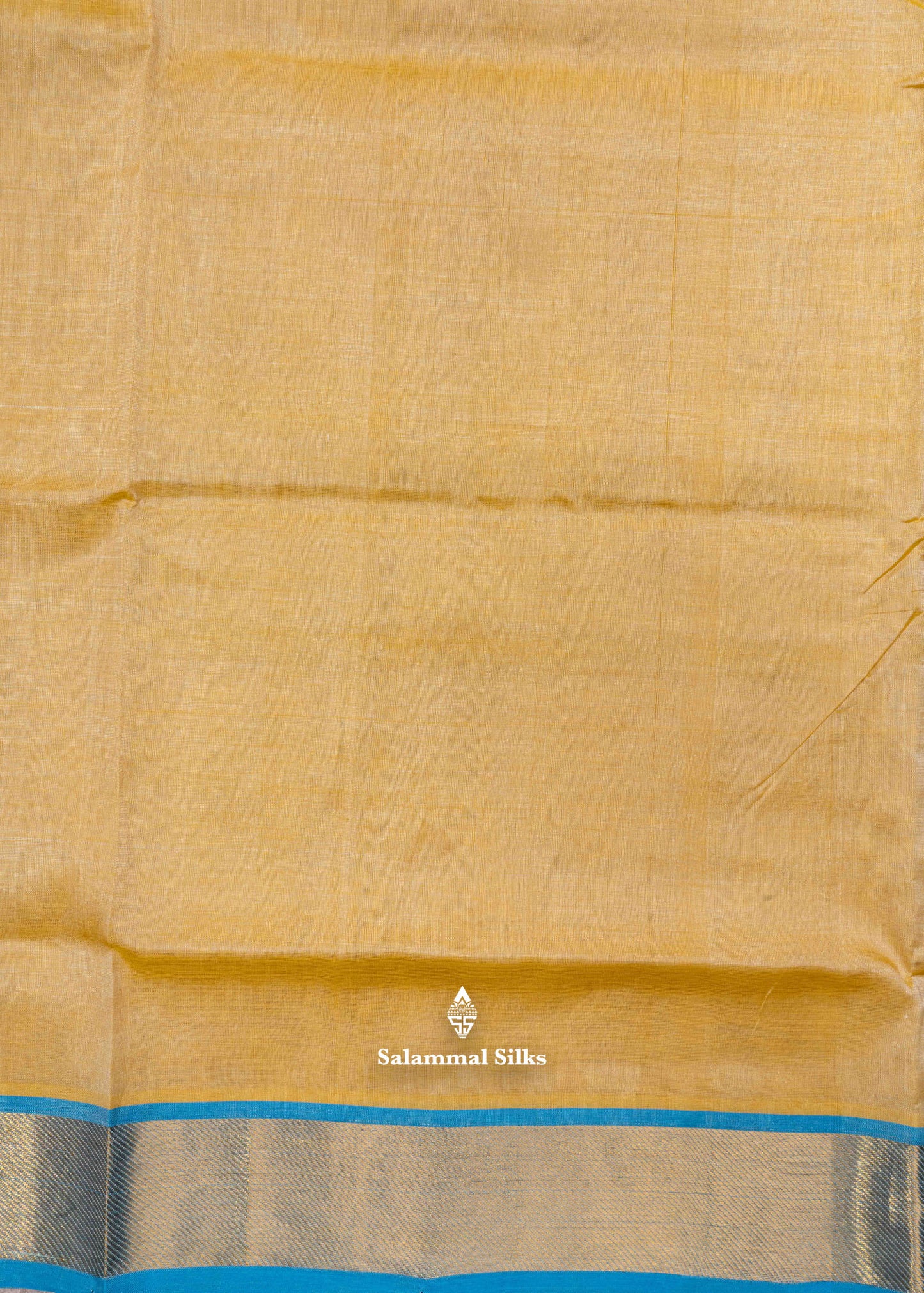 Sandal Pure Silk Cotton Saree With Sky Blue Blouse