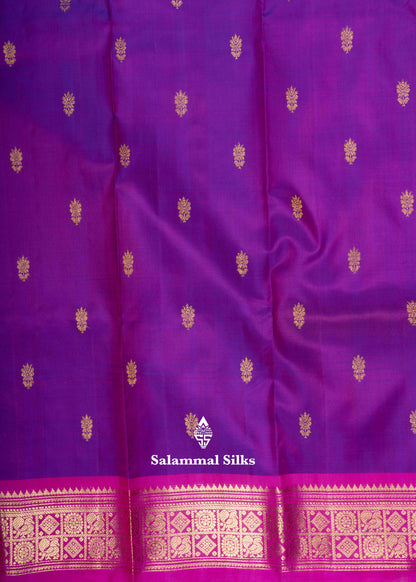 Kanjivaram Pure Silk Saree Violet With Pink Blouse
