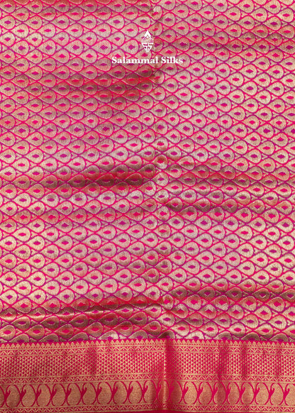 9 Yards Semi Silk Saree Maroon & Brown Colour with Green Border