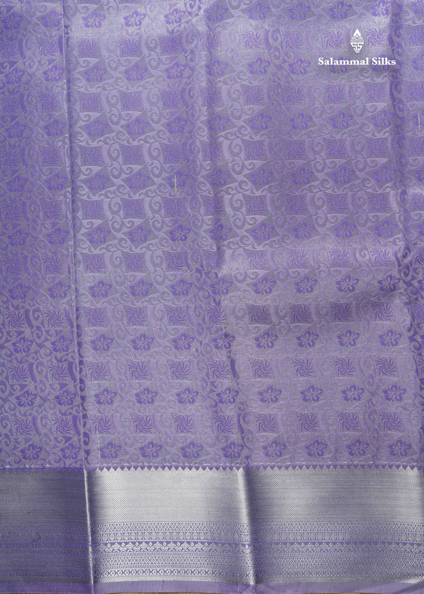 Lavender Bridal Semi Silk Saree With Silver Zari Border
