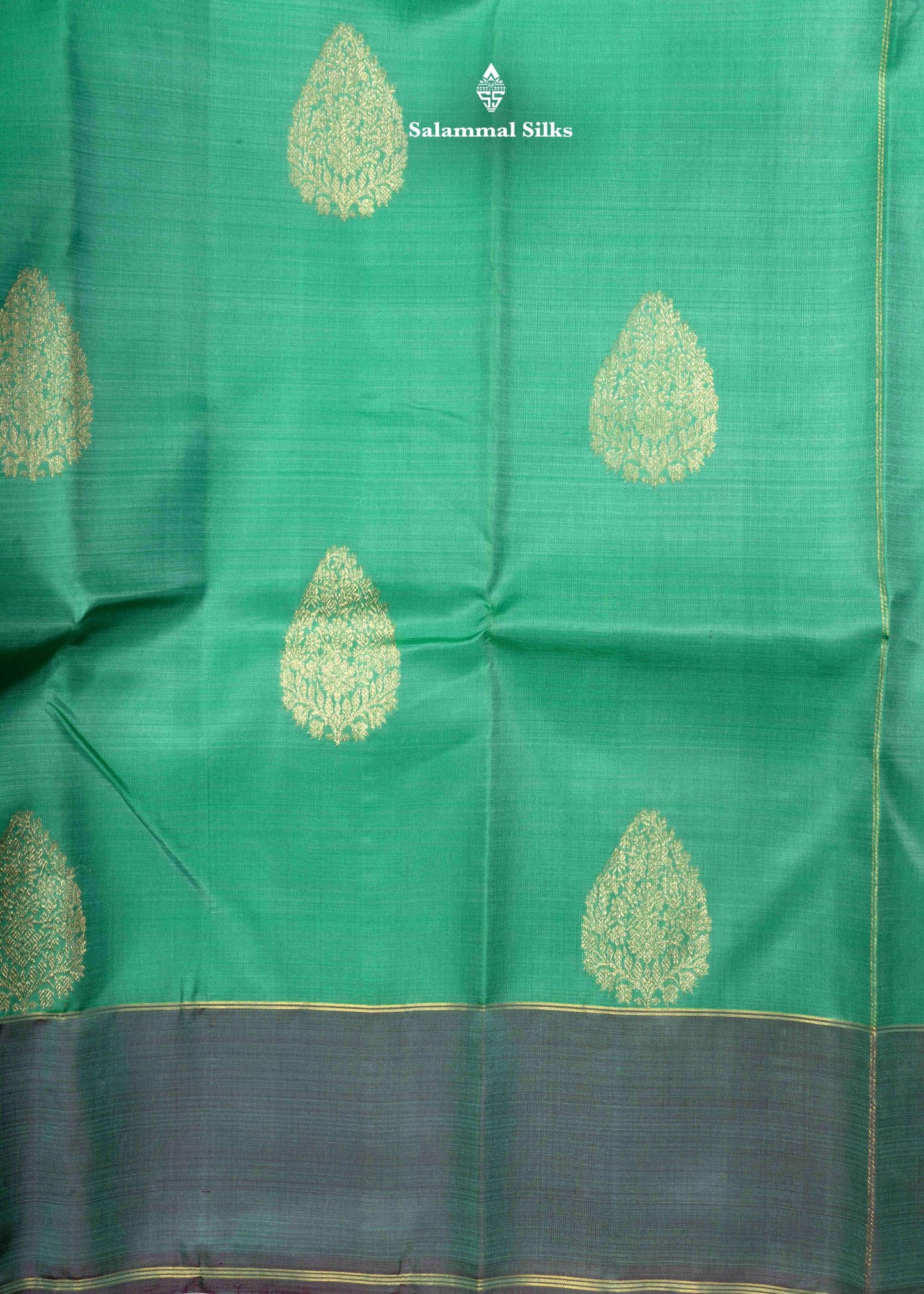 Kanjivaram Saffire Green Pure Silk Saree With Olive Green Blouse