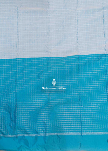 Ice Blue & Rama Blue Colour Half And Half Semi Silk Saree With Blouse