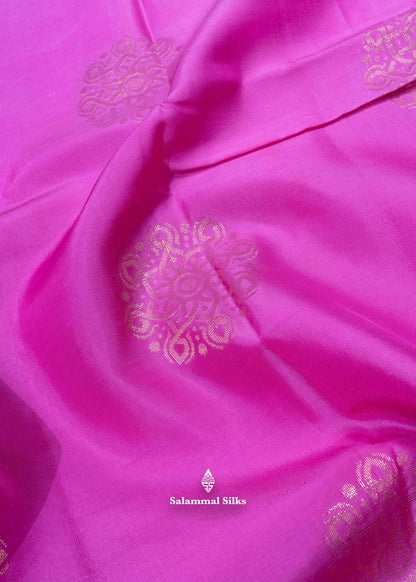 Kanjivaram Pink Pure Silk Saree With Saffire Green Blouse