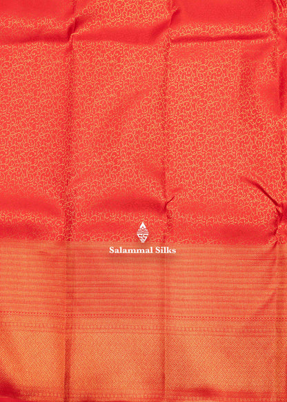 Tomato Red Colour Kanjivaram Pure Silk Saree with Copper Zari Long Border