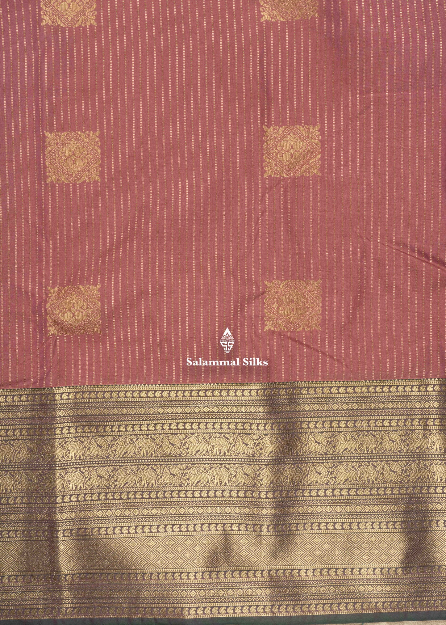 Navy Blue Semi Silk Saree With Copper Zari Traditional Long Size Border