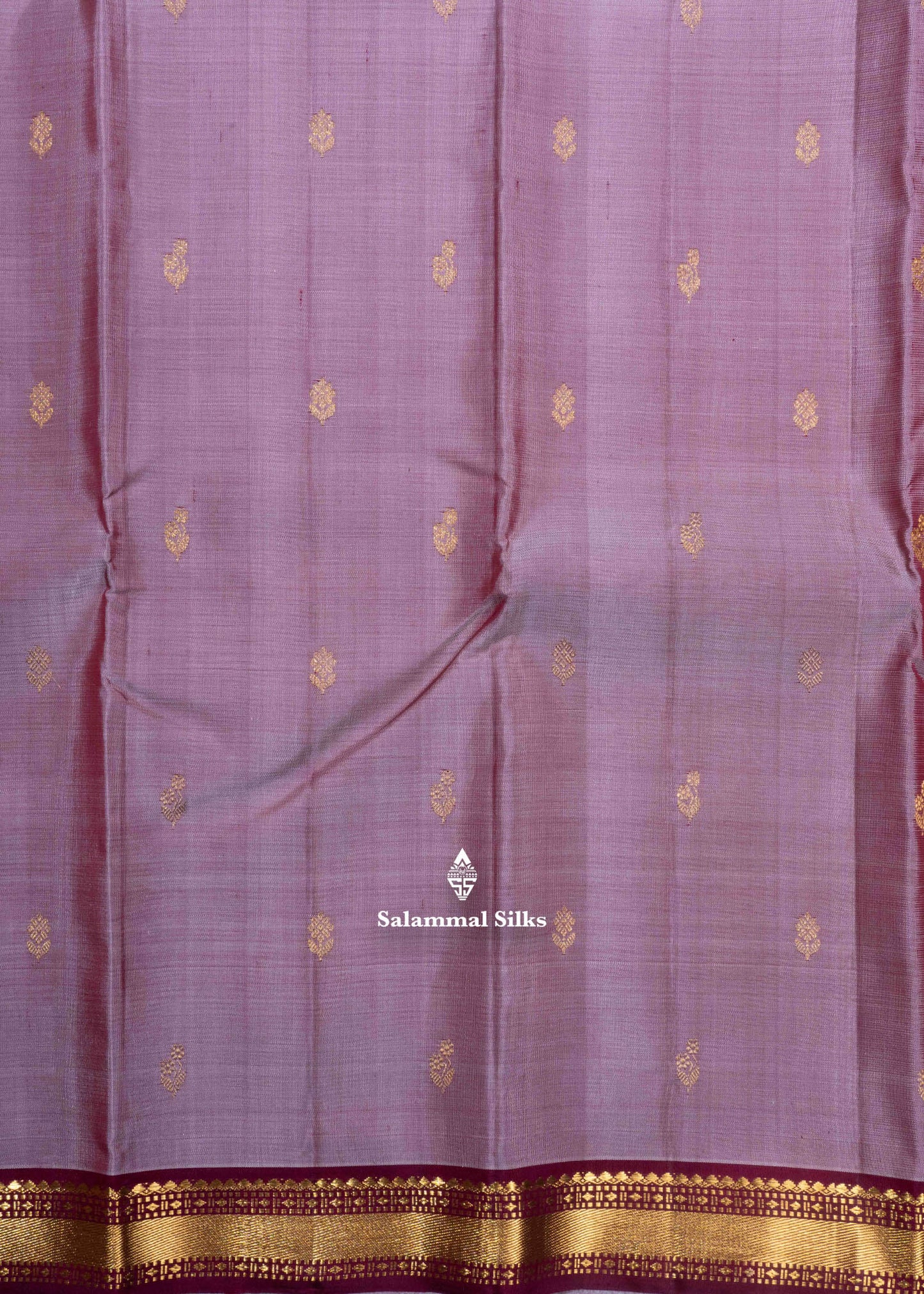 Kanjivaram Light Maroon Pure Silk Saree With Gold Zari Small Border