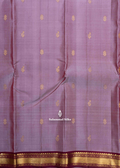 Kanjivaram Light Maroon Pure Silk Saree With Gold Zari Small Border