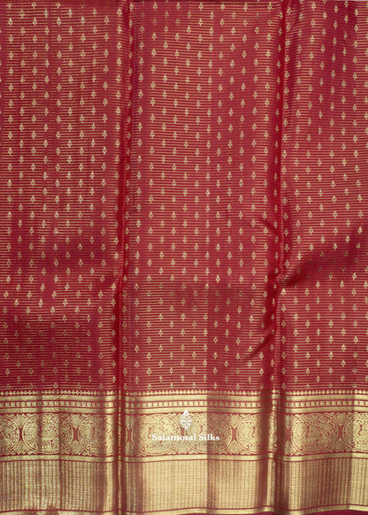 Kanjivaram Maroon Vaira oosi Pure Silk Saree With Traditional Gold Zari Border