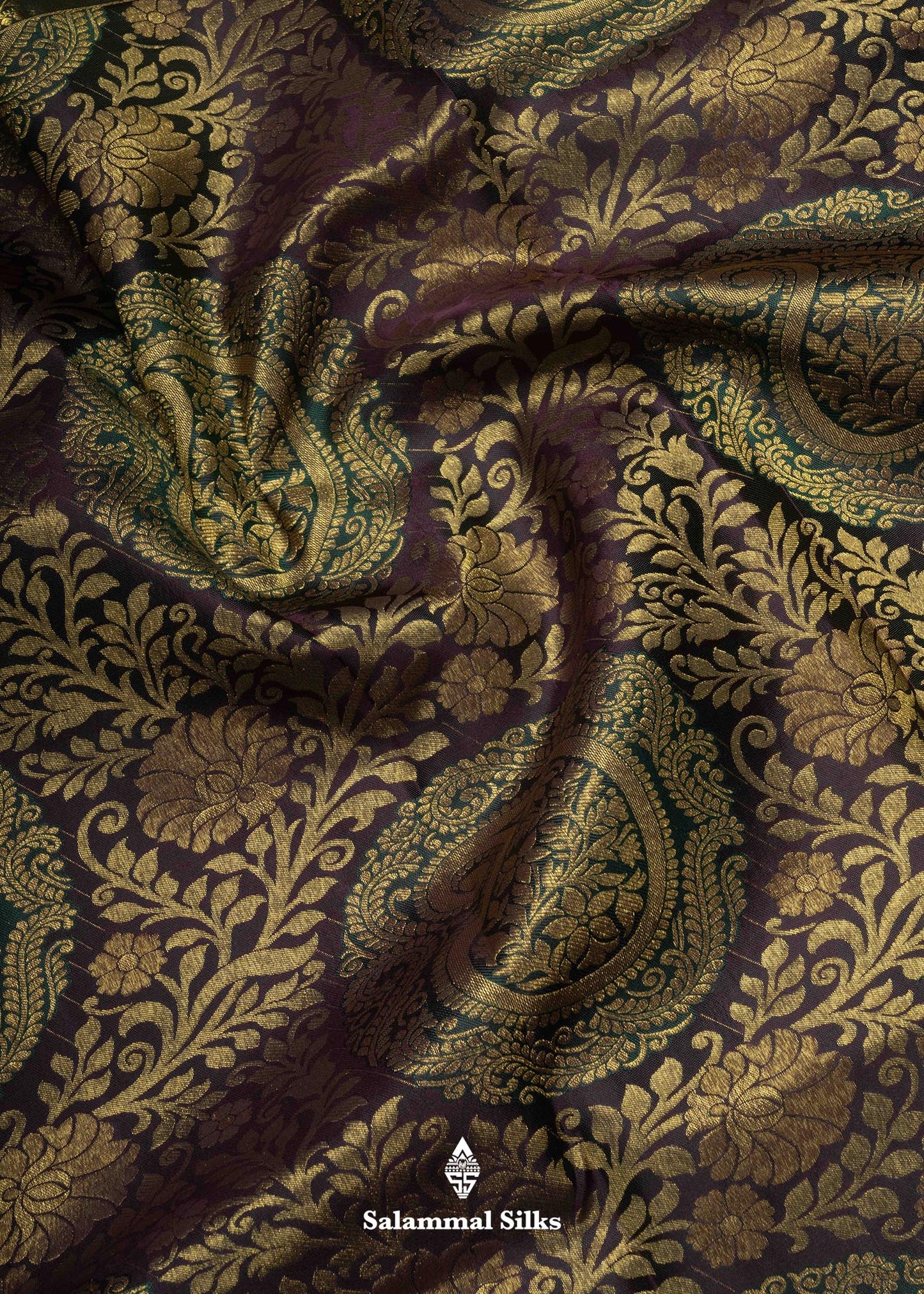 Kanjivaram Brown Pure Silk Jacquard Saree With Bottle Green Blouse