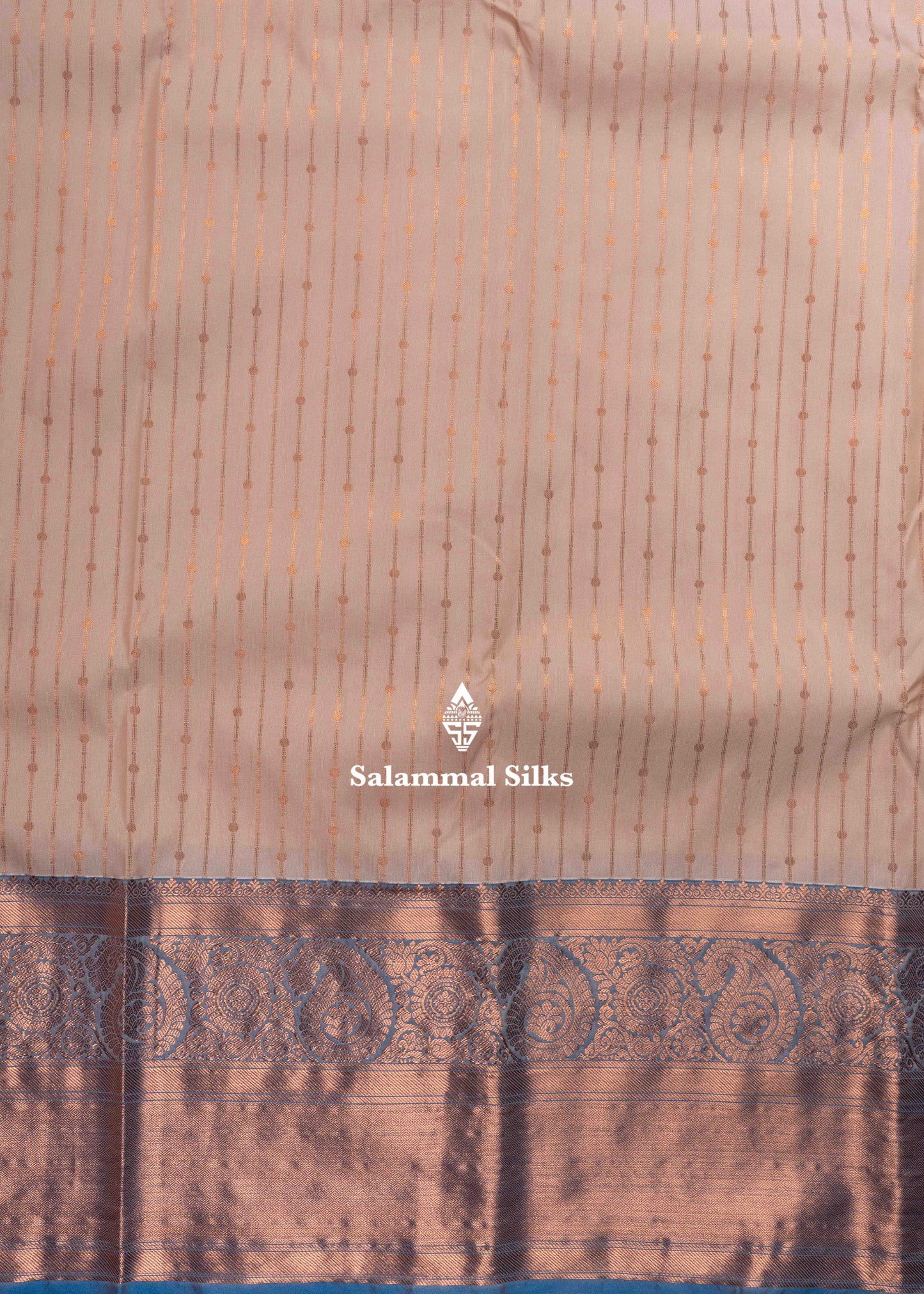 Sandal Colour Semi Silk Saree With Blue Copper Zari Border